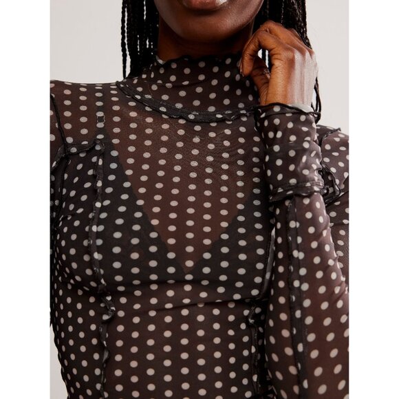 FREE PEOPLE Charlie Printed Mesh Top / Luna Dot - Picture 3 of 6
